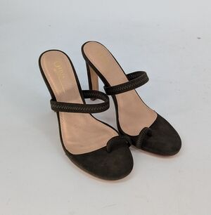 Olivia Jaymes Strappy High Heels Stiletto Olive Green Size 9 preppy evening